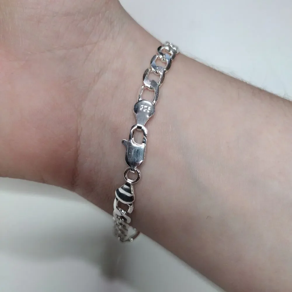 Sterling silver 925 Bracelet & Necklace Gift Set Cuban Chain Valentines birthday